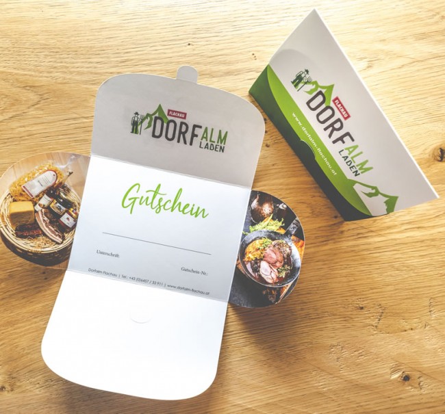 Gutscheine für Essen oder Einkaufen in der Dorfalm Flachau